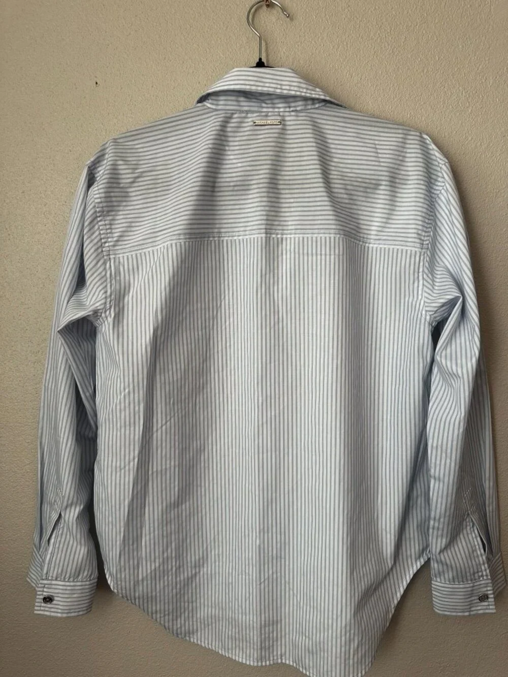 Michael Kors Blue White Striped Button Down Shirt Women's SP Cotton
